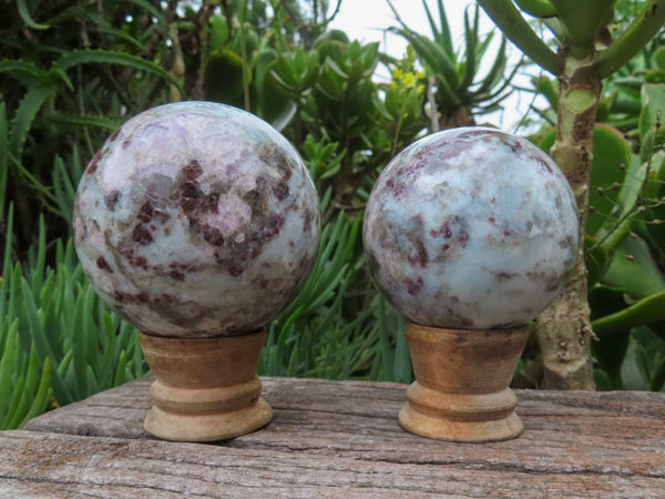 Polished Rubellite Spheres x 2 From Ambatondrazaka, Madagascar - TopRock