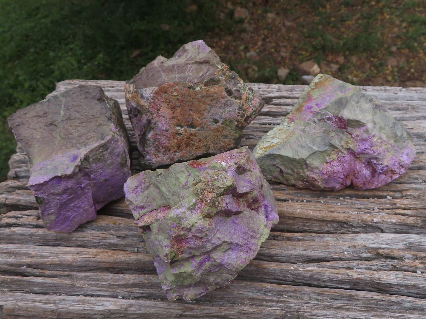 Natural Rough Cobbed Stichtite With Green Serpentine (Atlantisite) Specimens  x 4 From Barberton, South Africa - TopRock