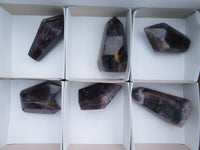 Polished  Dark Purple Chevron Amethyst Quartz Crystals x 6 From Zambia - TopRock