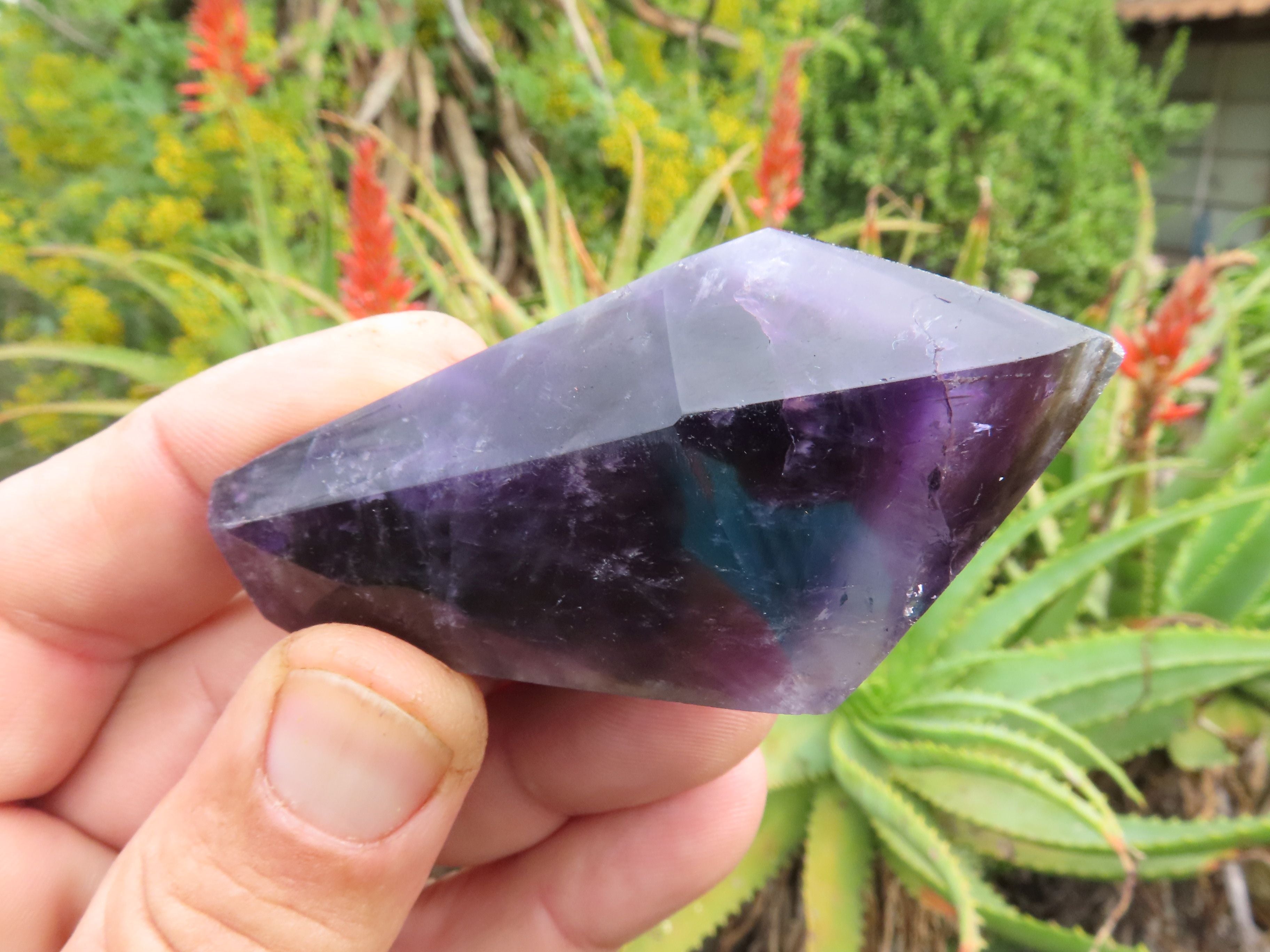 Polished  Dark Purple Chevron Amethyst Quartz Crystals x 6 From Zambia - TopRock