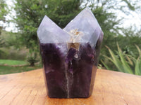 Polished  Dark Purple Chevron Amethyst Quartz Crystals x 6 From Zambia - TopRock