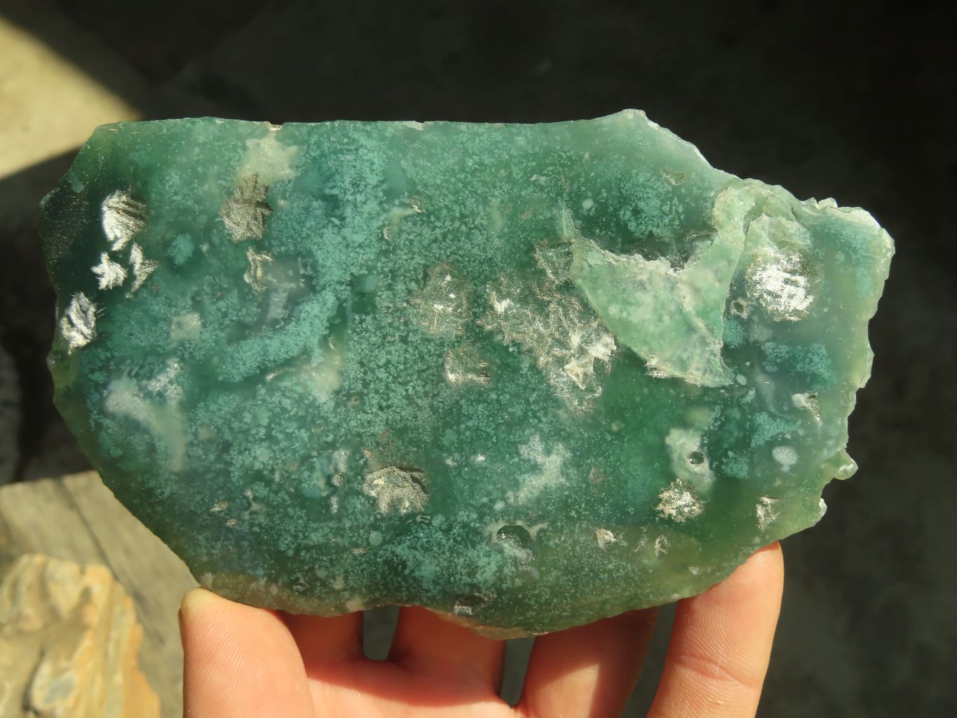 Polished On One Side Emerald Mtorolite Plates x 3 From Mutorashanga, Zimbabwe - Toprock Gemstones and Minerals 