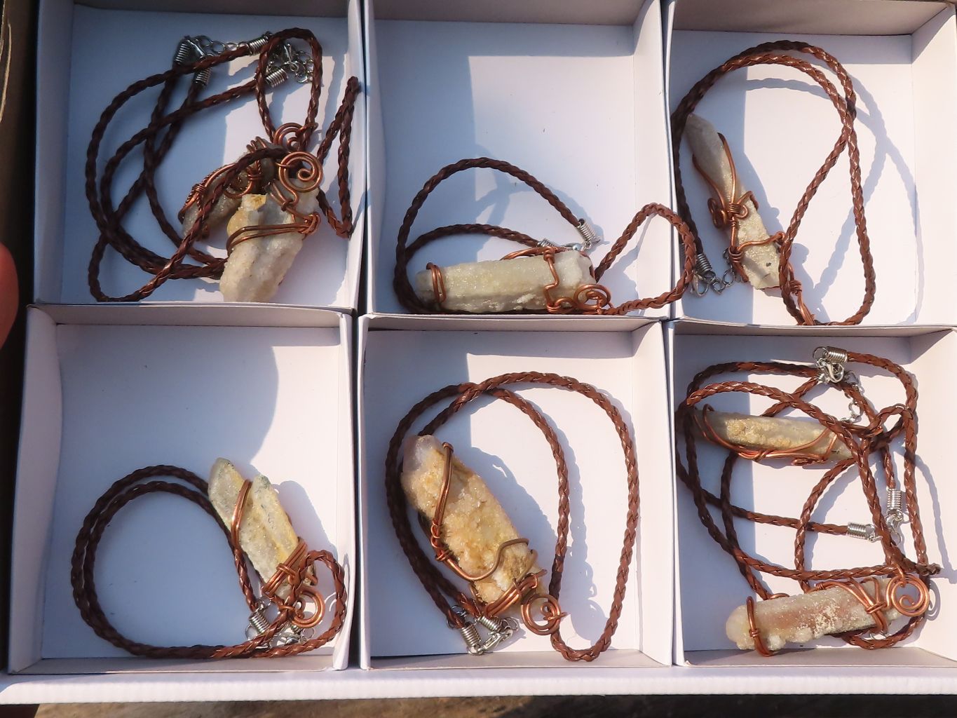 Natural Copper Wire Wrapped Spirit Quartz Crystals x 8 From Boekenhouthoek, South Africa - Toprock Gemstones and Minerals 