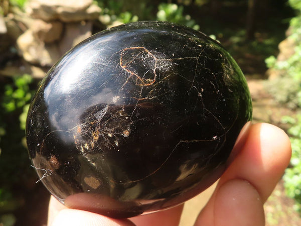 Polished Large Schorl Black Tourmaline Palm Stones x 6 From Madagascar - TopRock