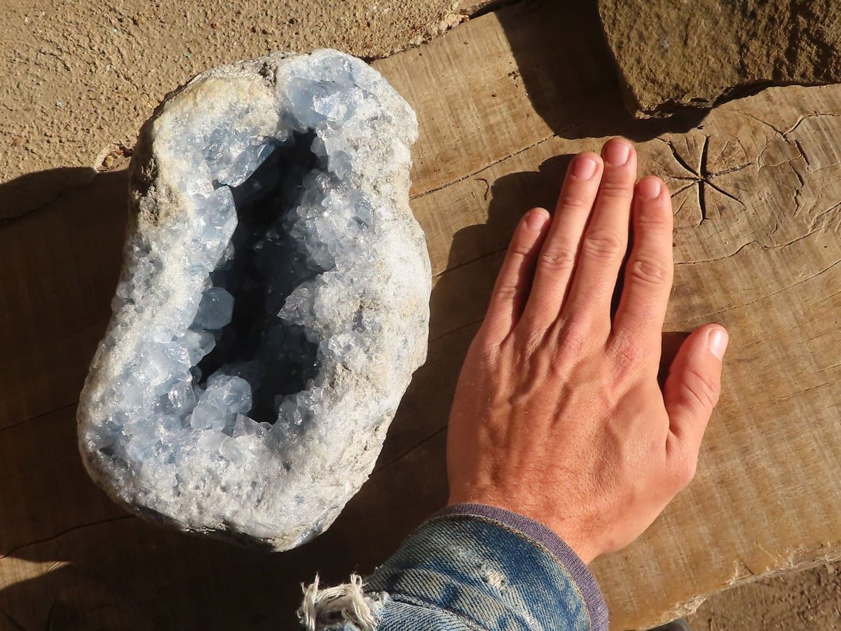 Natural Blue Celestite Geode Specimen  x 1 From Sakoany, Madagascar - Toprock Gemstones and Minerals 