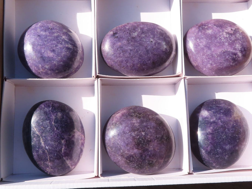 Polished Purple Lepidolite Palm Stones  x 6 From Zimbabwe - Toprock Gemstones and Minerals 