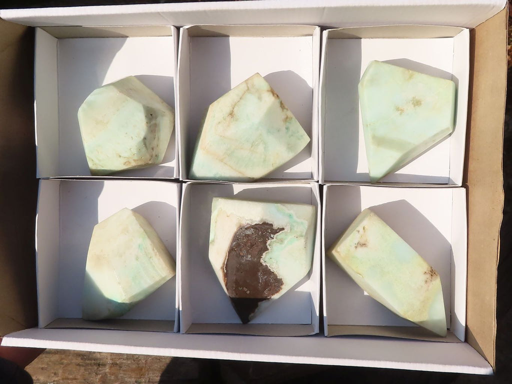Polished Blue Smithsonite Aragonite Points x 6 From Congo - Toprock Gemstones and Minerals 