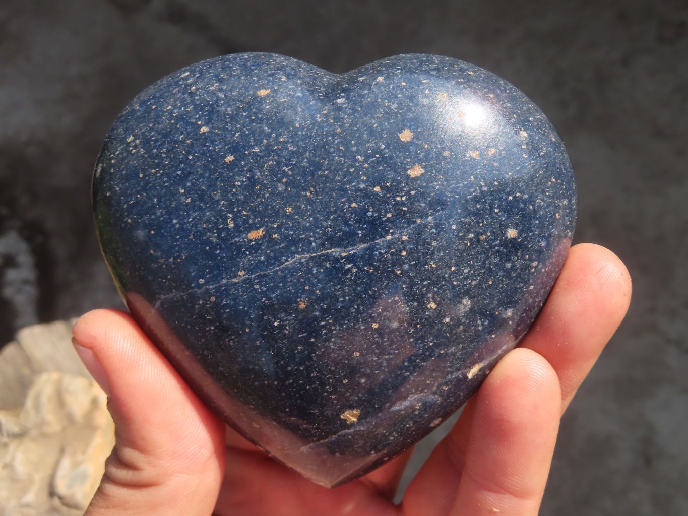 Polished Blue Lazulite Hearts  x 6 From Madagascar - Toprock Gemstones and Minerals 