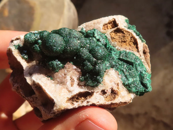 Natural Rare Ball Malachite On Drusy Quartz & Dolomite Matrix  x 6 From Kambove, Congo - Toprock Gemstones and Minerals 