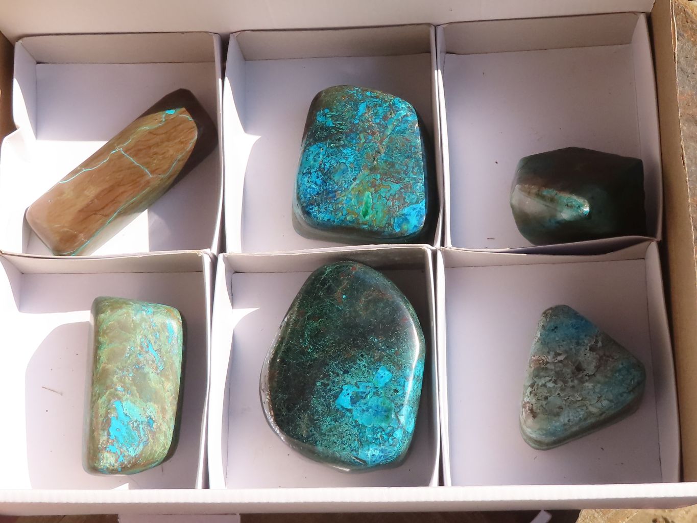 Polished Blue Shattuckite Free Forms  x 6 From Kaokoveld, Namibia - Toprock Gemstones and Minerals 