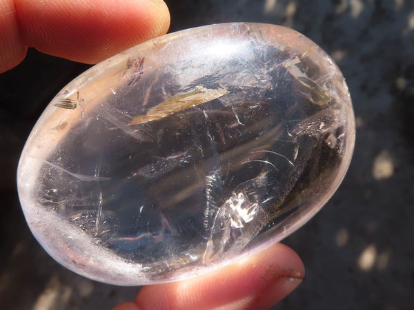 Polished Semi Optic Clear Quartz Galet / Palm Stones x 12 From Madagascar - Toprock Gemstones and Minerals 