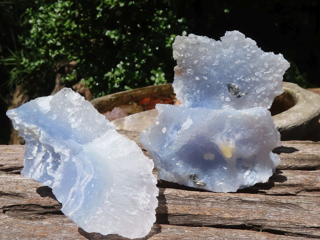 Natural Etched Blue Chalcedony Specimens  x 5 From Malawi - TopRock
