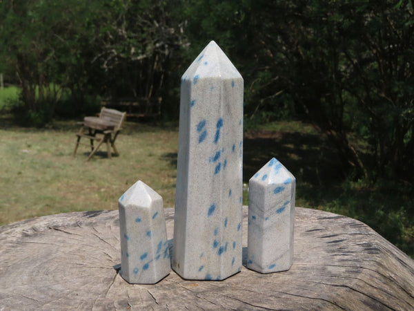 Polished Blue Spotted Spinel In Quartzite Crystal Points x 3 From Madagascar - TopRock