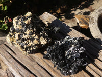 Natural Schorl Black Tourmaline Specimens x 2 From Erongo, Namibia - Toprock Gemstones and Minerals 