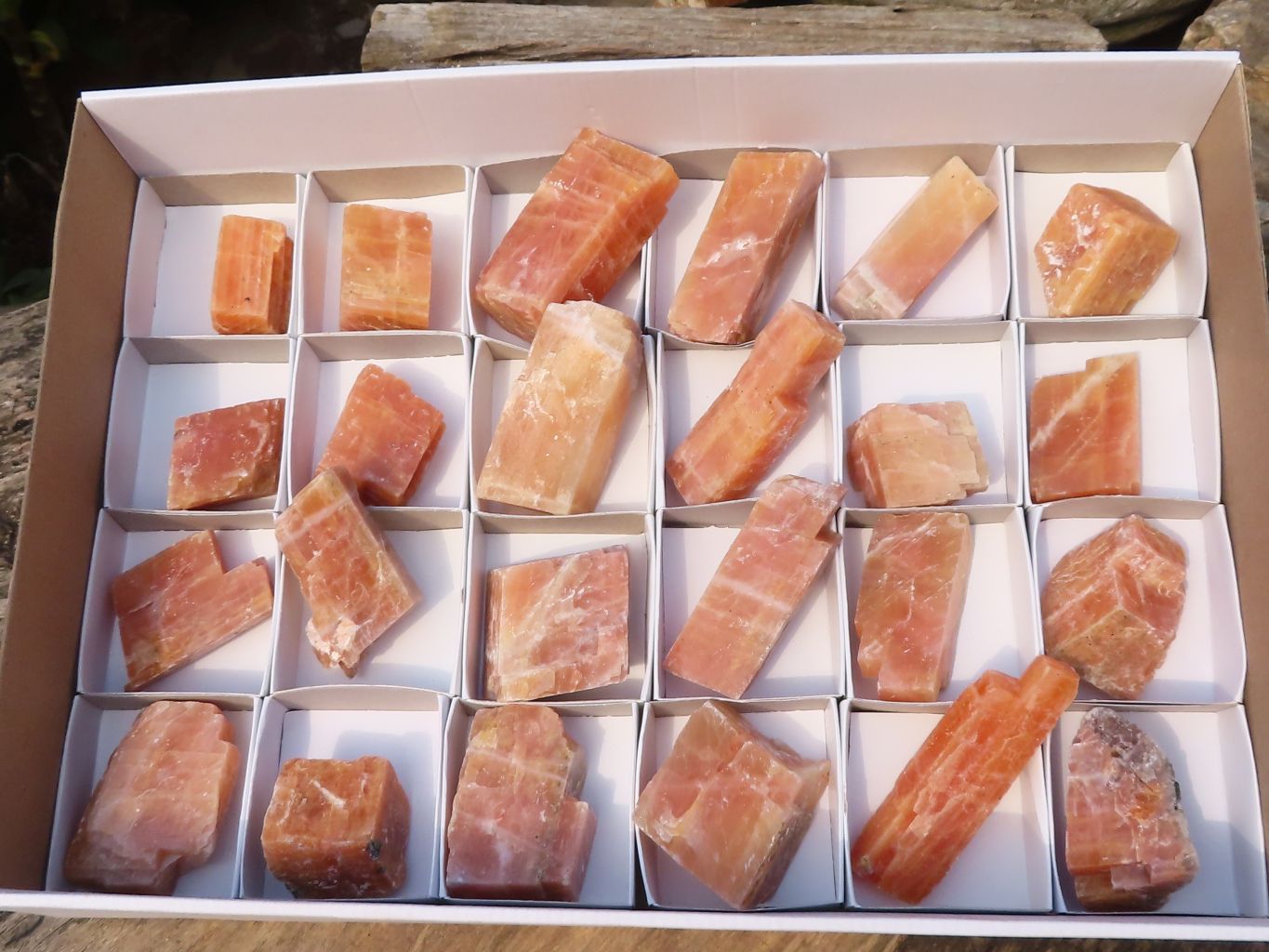 Natural New Sunset Orange Calcite Specimens  x 24 From Spitzkop, Namibia - Toprock Gemstones and Minerals 