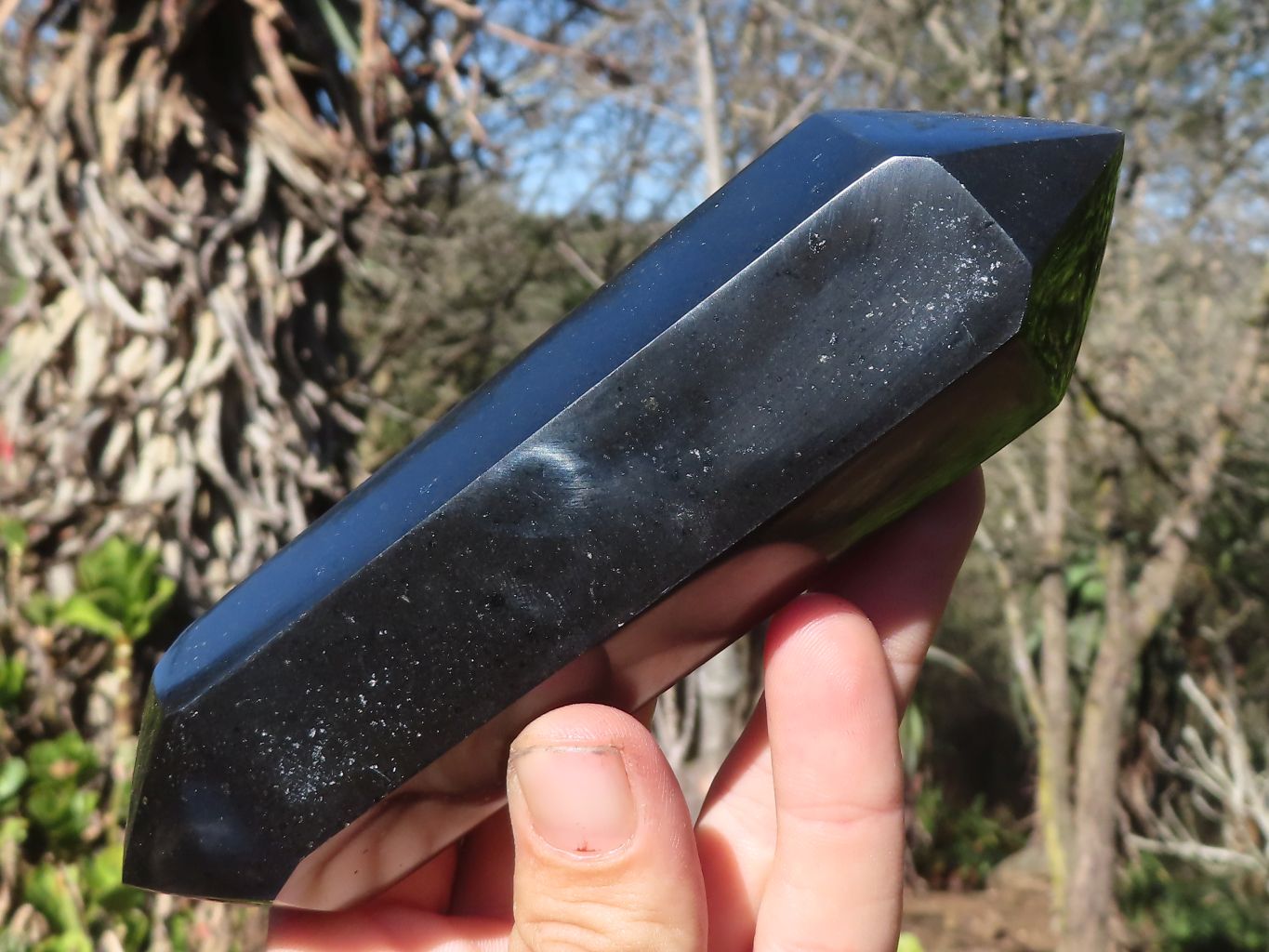 Polished Double Terminated Black Basalt Points  x 3 From Antsirabe, Madagascar - Toprock Gemstones and Minerals 