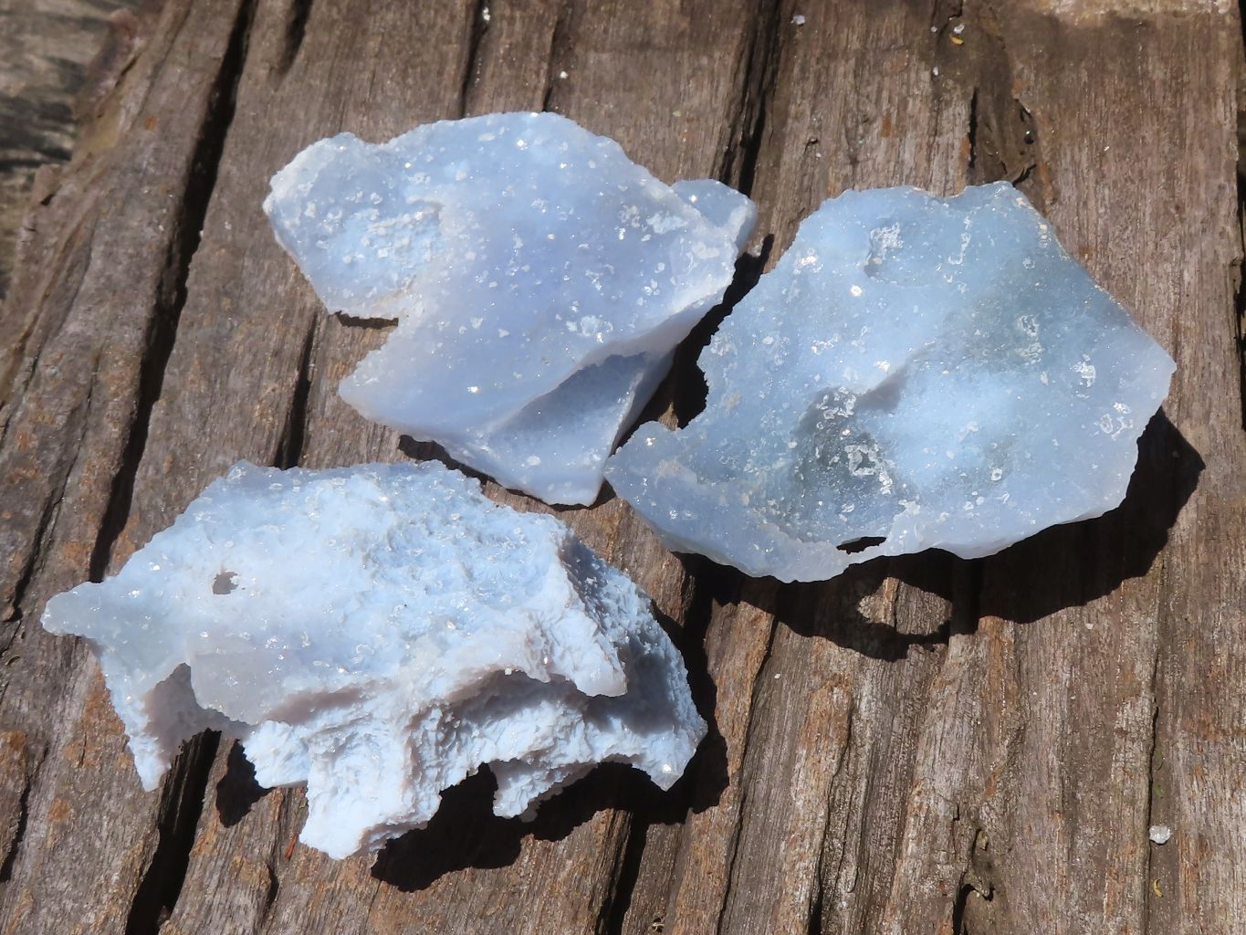 Natural Etched Blue Chalcedony Specimens  x 6 From Malawi - TopRock