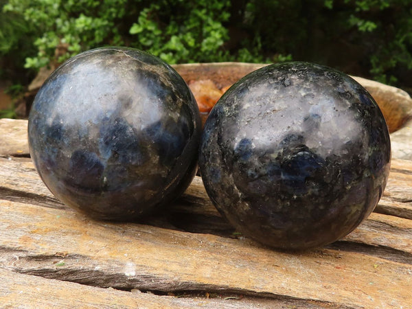Polished Blue Iolite / Water Sapphire Spheres  x 3 From Madagascar - TopRock