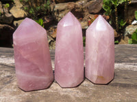 Polished Pink Rose Quartz Points  x 3 From Ambatondrazaka, Madagascar - TopRock