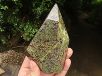Polished Dragons (Epidote & Piedmontite) Bloodstone Points  x 2 From Tshipise, South Africa - TopRock