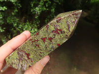 Polished Dragons (Epidote & Piedmontite) Bloodstone Points  x 2 From Tshipise, South Africa - TopRock