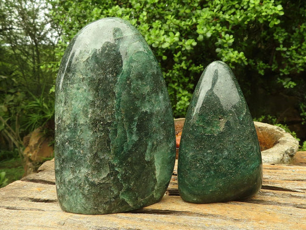 Polished Sparkling Emerald Fuchsite Quartz Standing Free Forms  x 2 From Madagascar - TopRock