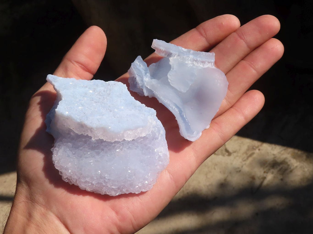 Natural Etched Blue Chalcedony Specimens x 12 From Nsanje, Malawi - Toprock Gemstones and Minerals 