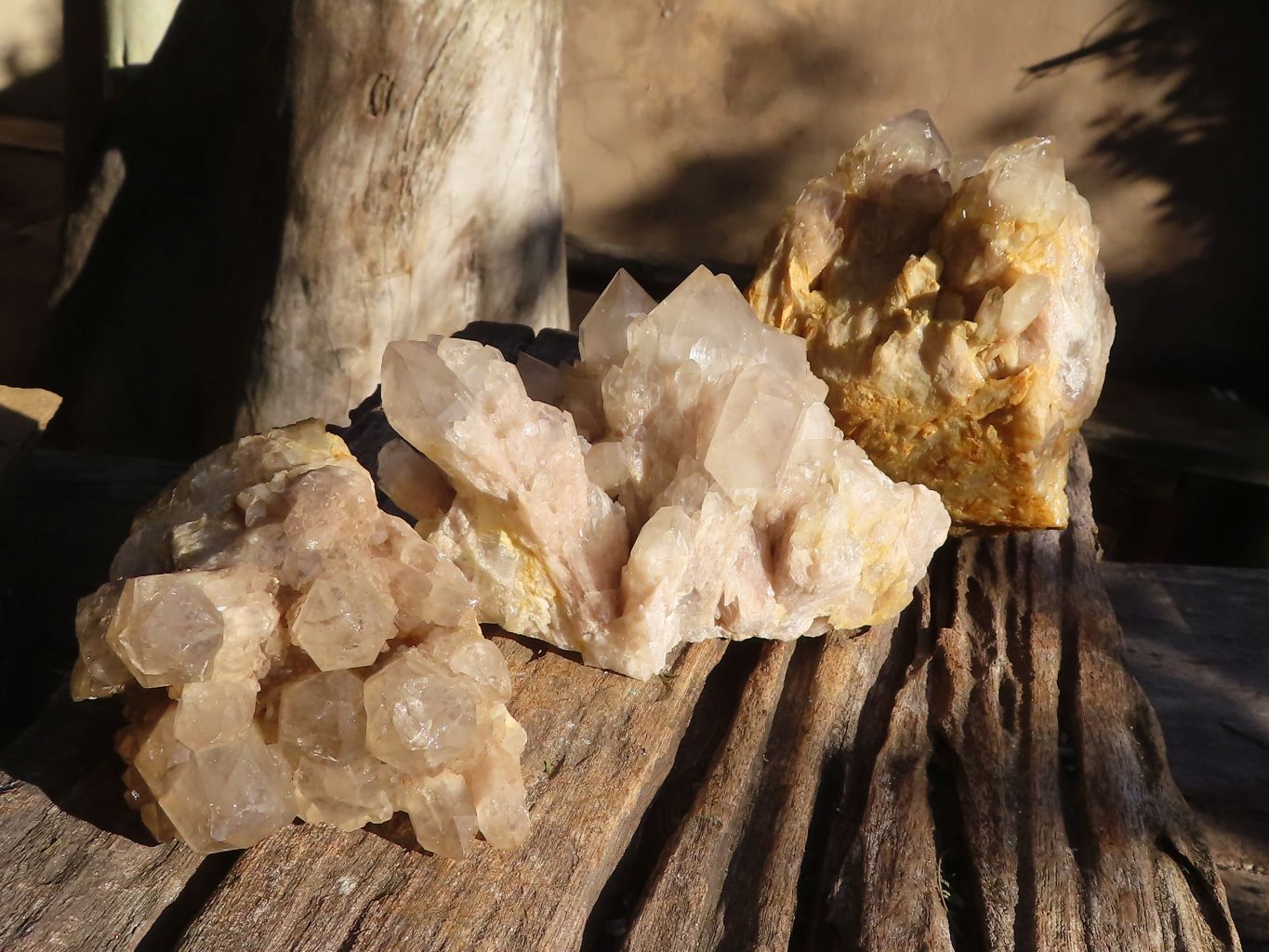 Natural Cascading White Phantom Quartz Clusters  x 3 From Luena, Congo - Toprock Gemstones and Minerals 