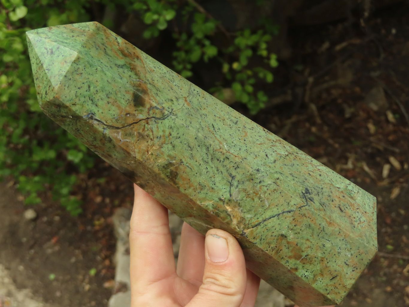 Polished Green Chrysoprase Point & Standing Free Form  x 2 From Madagascar - Toprock Gemstones and Minerals 