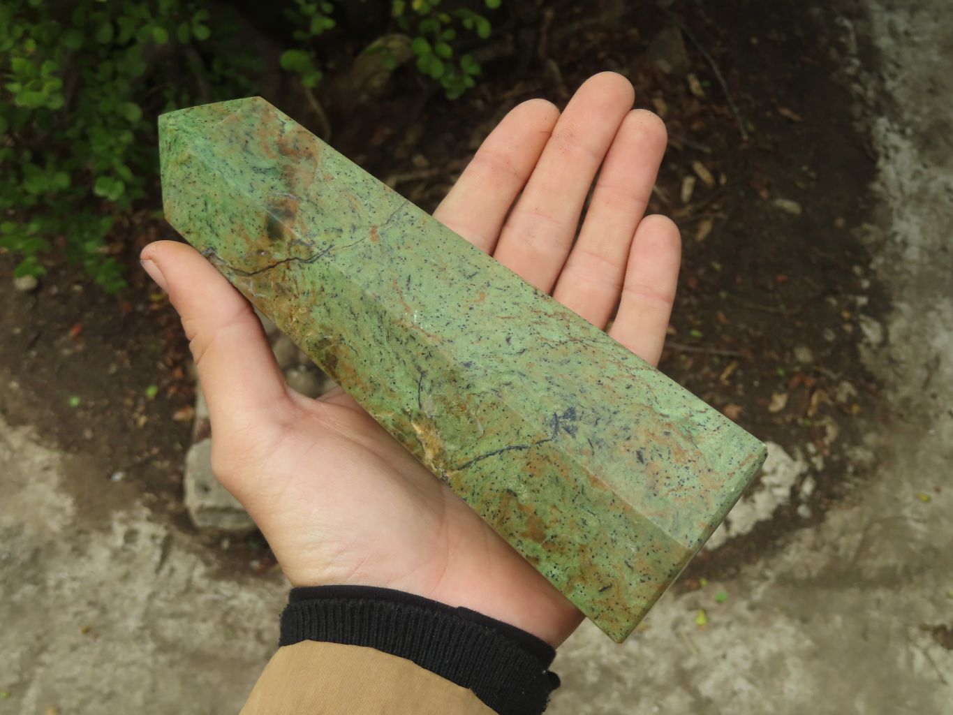 Polished Green Chrysoprase Point & Standing Free Form  x 2 From Madagascar - Toprock Gemstones and Minerals 