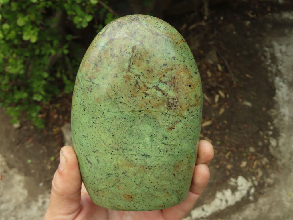 Polished Green Chrysoprase Point & Standing Free Form  x 2 From Madagascar - Toprock Gemstones and Minerals 