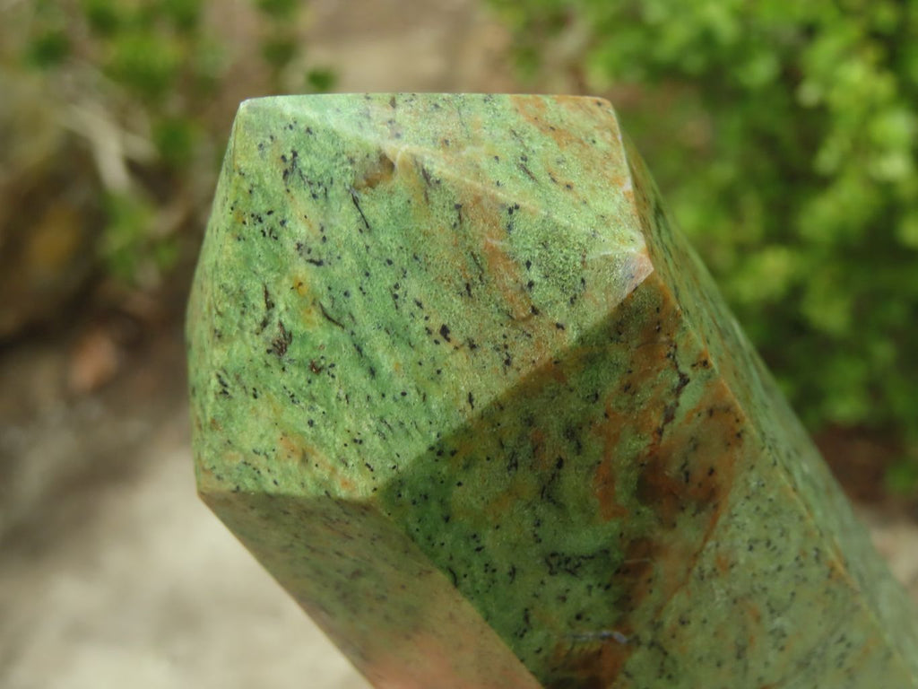 Polished Green Chrysoprase Point & Standing Free Form  x 2 From Madagascar - Toprock Gemstones and Minerals 