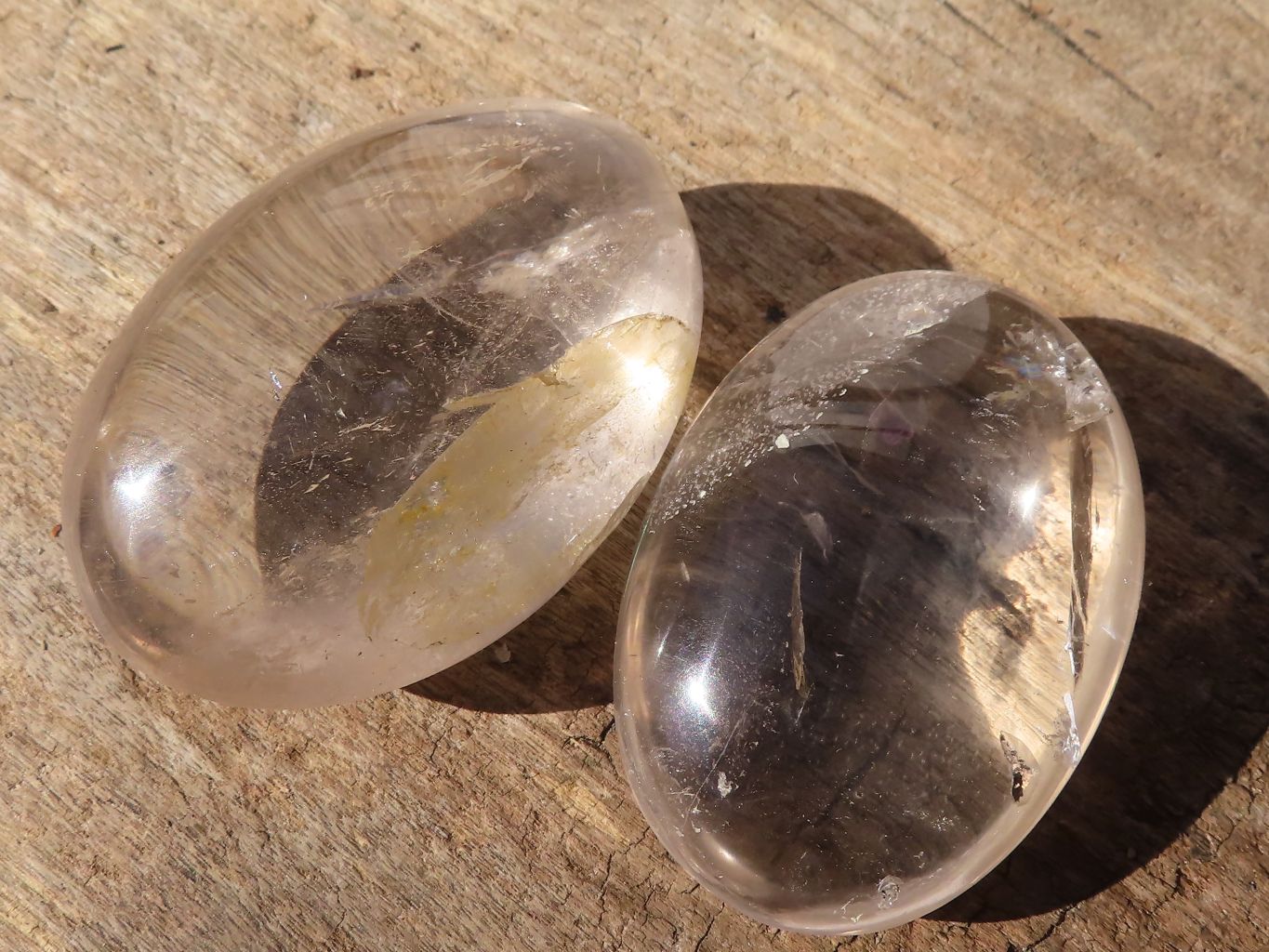 Polished Semi Optic Clear Quartz Galet / Palm Stones x 12 From Madagascar - Toprock Gemstones and Minerals 