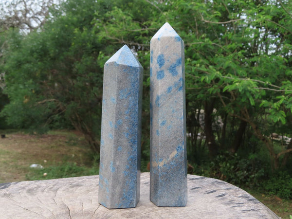 Polished Blue Spotted Spinel Crystal Points x 2 From Madagascar - TopRock