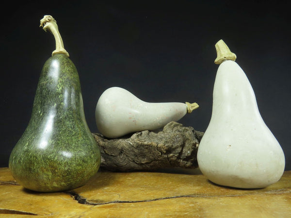 Polished Marble & Leopard Stone Butternut Carvings x 3 From Zimbabwe - TopRock