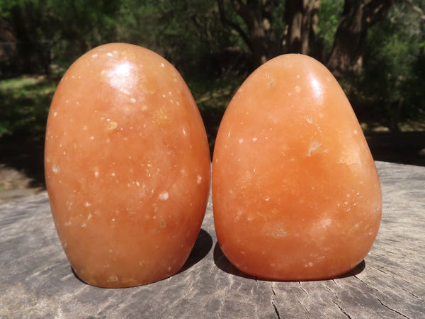 Polished Orange Twist Calcite Standing Free Forms  x 2 From Madagascar - TopRock