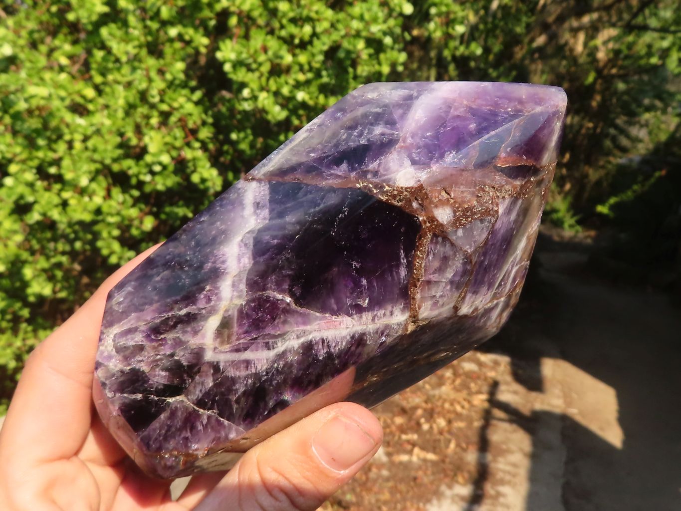 Polished  Dark Chevron Amethyst Points x 2 From Zambia - Toprock Gemstones and Minerals 