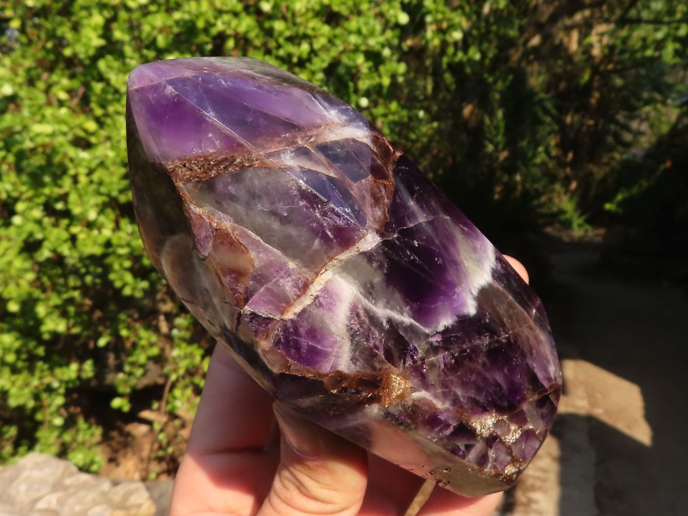Polished  Dark Chevron Amethyst Points x 2 From Zambia - Toprock Gemstones and Minerals 