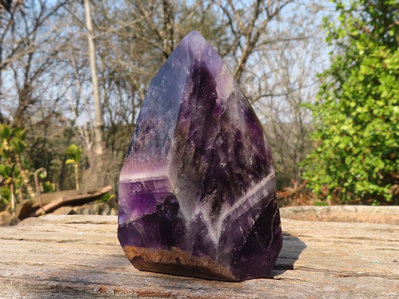 Polished  Dark Chevron Amethyst Points x 2 From Zambia - Toprock Gemstones and Minerals 