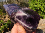 Polished  Dark Chevron Amethyst Points x 2 From Zambia - Toprock Gemstones and Minerals 