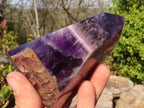 Polished  Dark Chevron Amethyst Points x 2 From Zambia - Toprock Gemstones and Minerals 