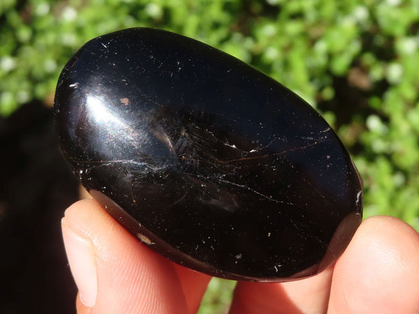 Polished Schorl Black Tourmaline Palm Stones  x 24 From Madagascar - Toprock Gemstones and Minerals 