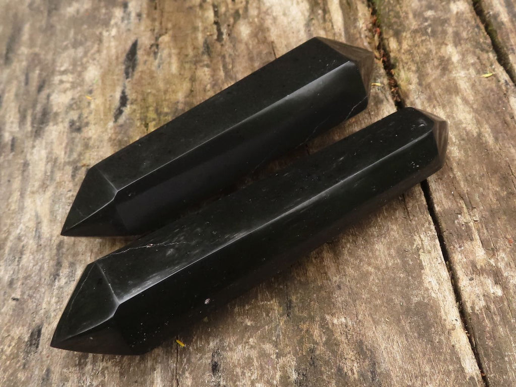 Polished Black Basalt Double Terminated Points  x 4 From Madagascar - TopRock