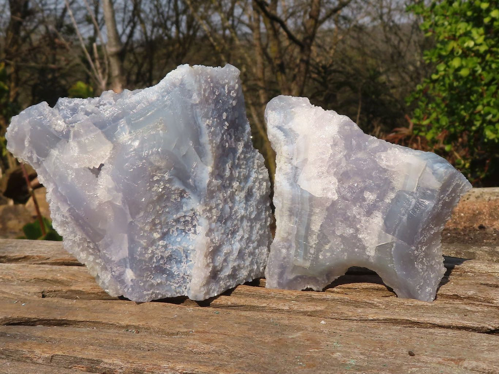Natural Etched Blue Chalcedony Specimens  x 4 From Nsanje, Malawi - Toprock Gemstones and Minerals 