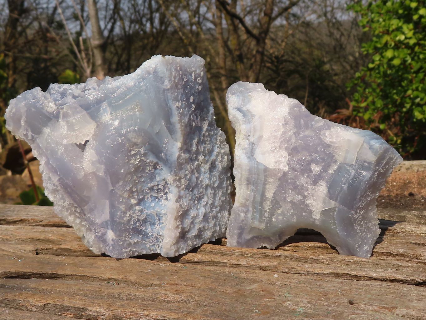 Natural Etched Blue Chalcedony Specimens  x 4 From Nsanje, Malawi - Toprock Gemstones and Minerals 