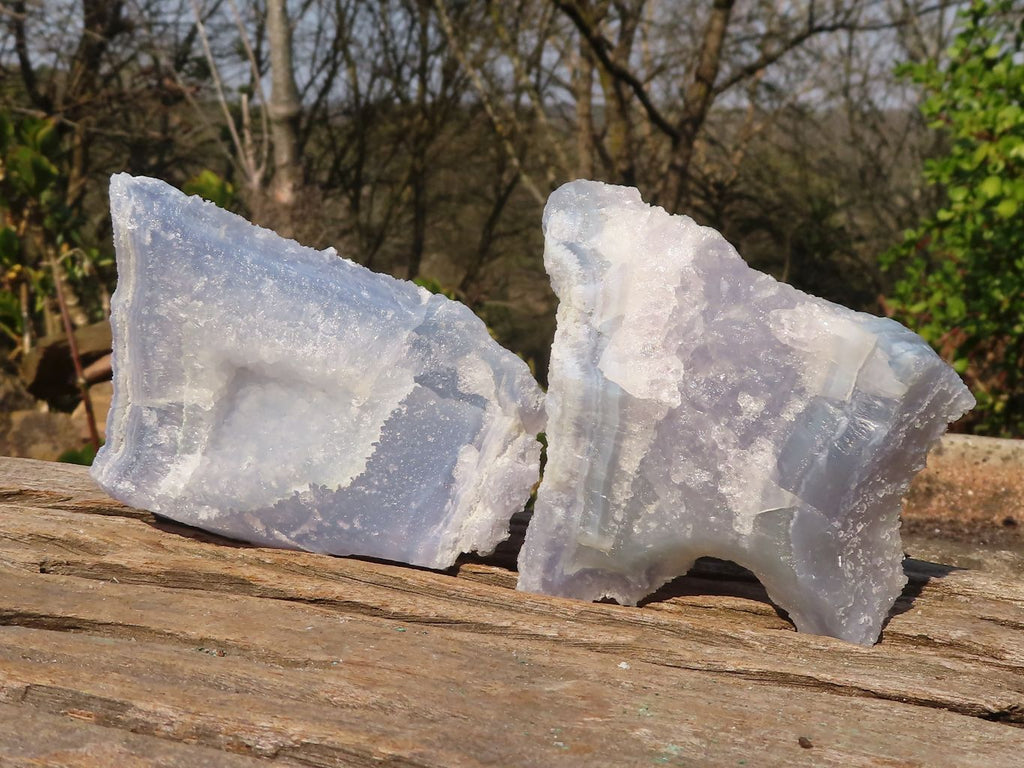 Natural Etched Blue Chalcedony Specimens  x 4 From Nsanje, Malawi - Toprock Gemstones and Minerals 
