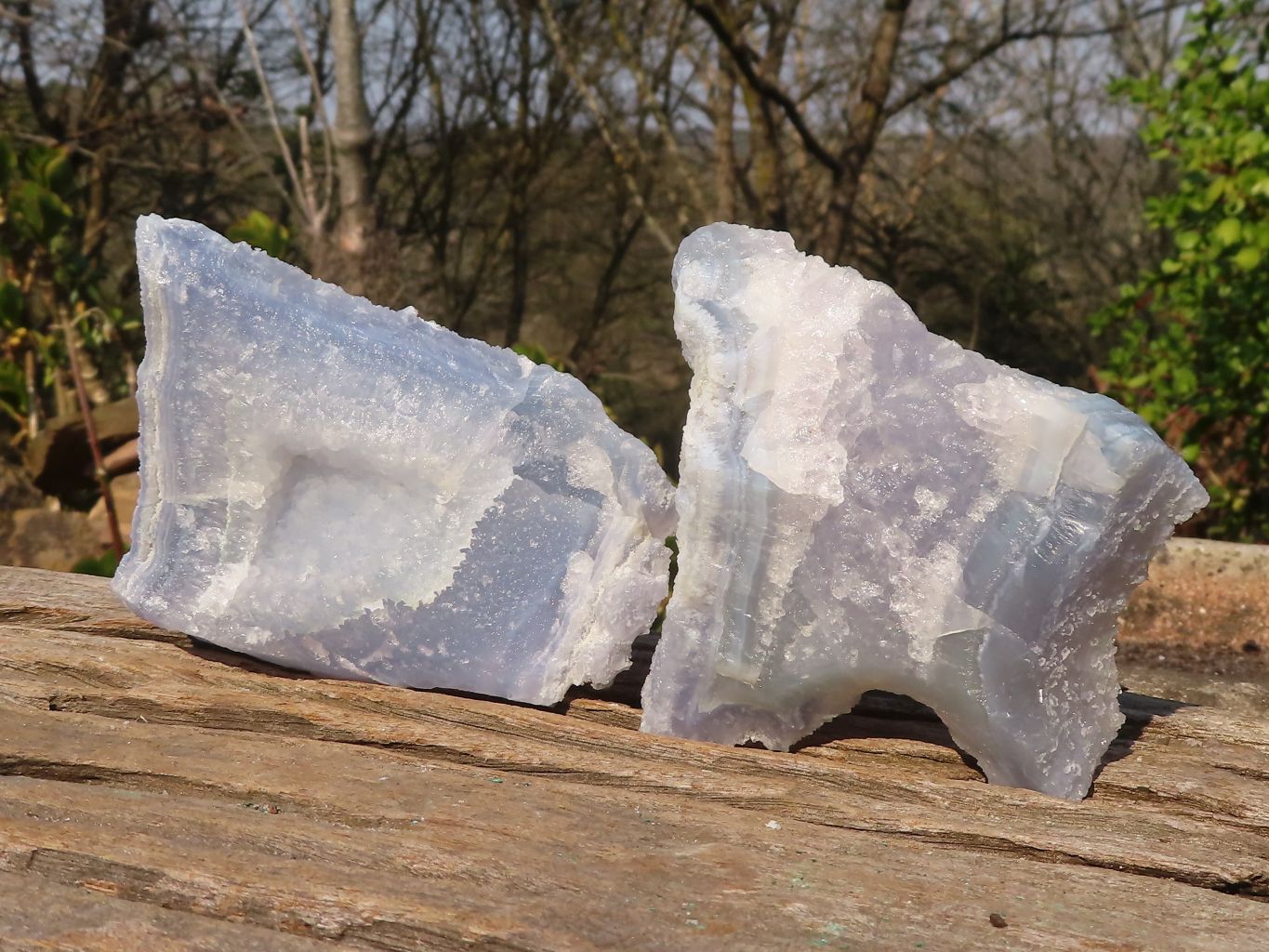Natural Etched Blue Chalcedony Specimens  x 4 From Nsanje, Malawi - Toprock Gemstones and Minerals 