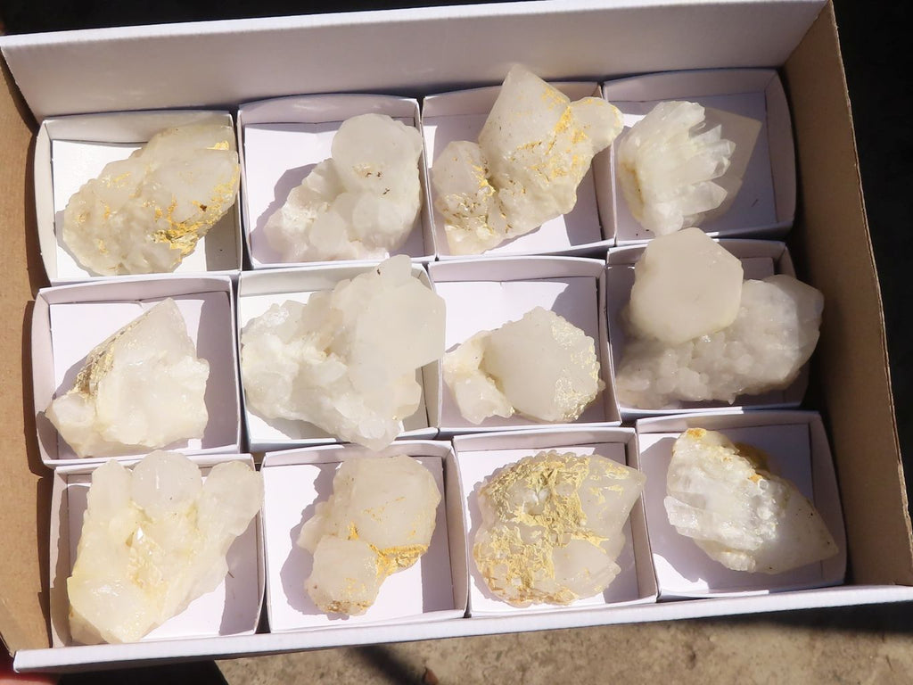 Natural Cathedral Window Quartz Crystals x 12 From Madagascar - Toprock Gemstones and Minerals 