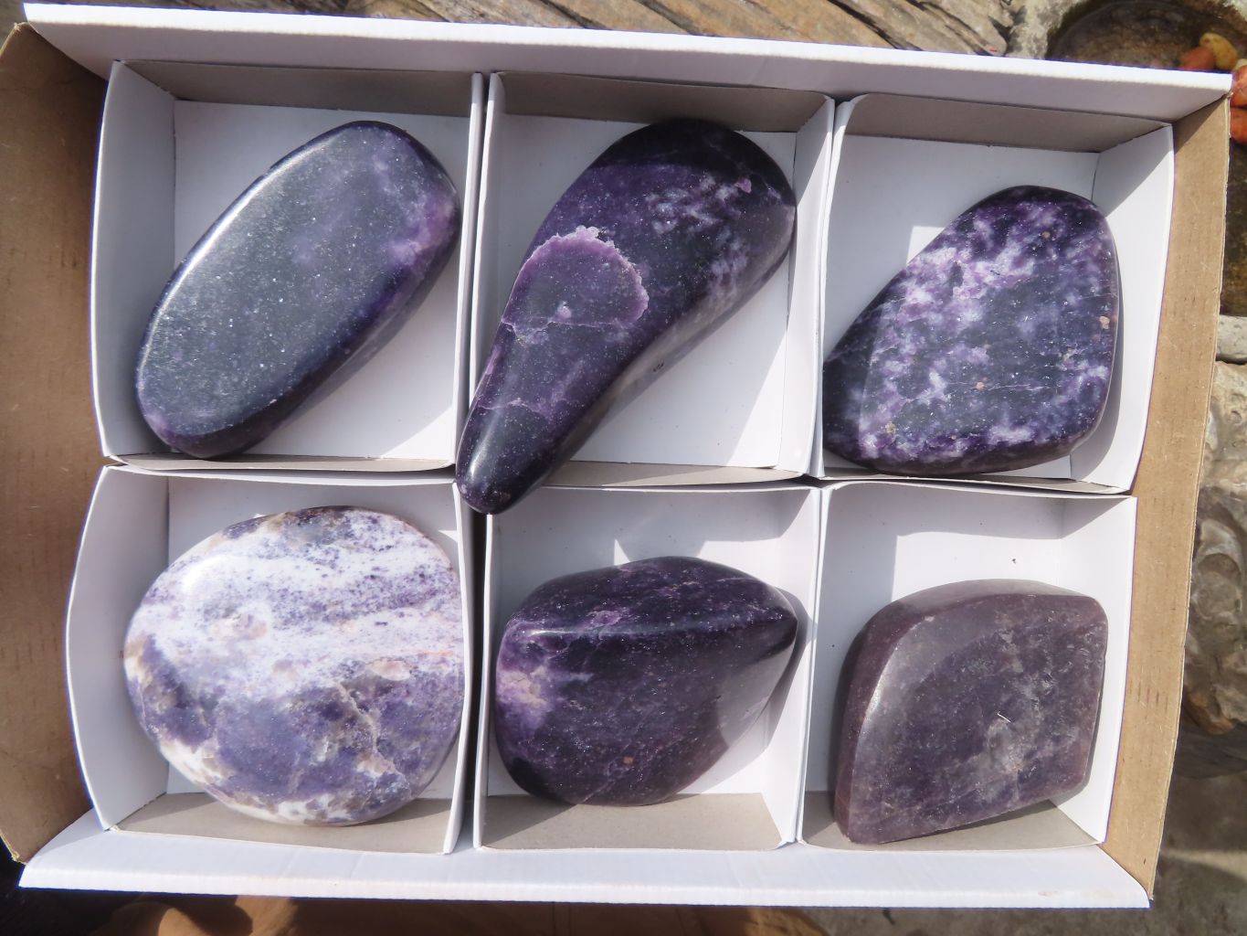 Polished Purple Lepidolite Standing Free Forms  x 6 From Zimbabwe - Toprock Gemstones and Minerals 