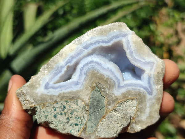Polished One Side Polished Blue Lace Agate Specimens  x 6 From Nsanje, Malawi